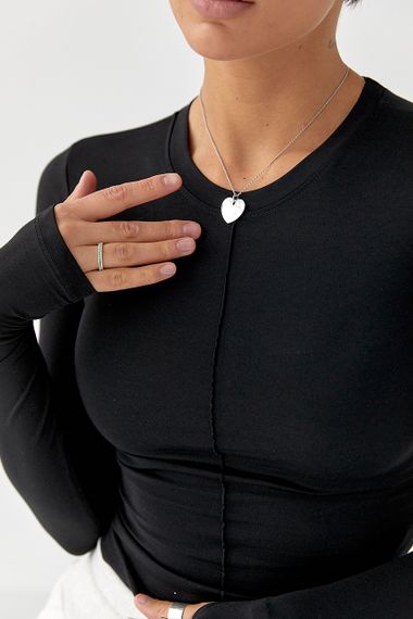 Однотонний лонг із еластичної тканини - чорний цвет, L (є розміри) | Зображення 3