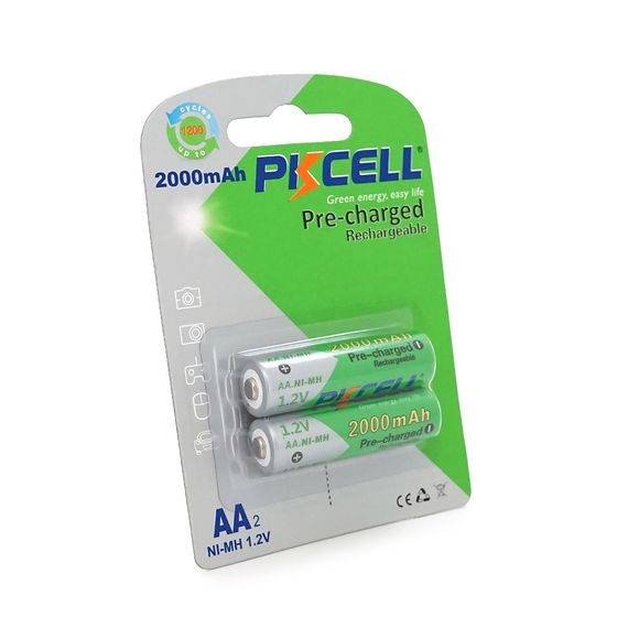 Аккумулятор PKCELL 1.2V AA 2000mAh NiMH Already Charged, 2 штуки в блистере цена за блистер, Q25