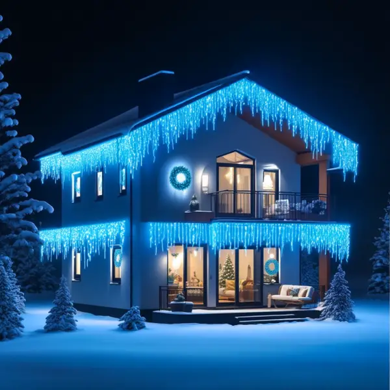 Вулична гірлянда Бахрома 50 м 840 LED чорний провід Синій 50MBBL