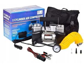 Автомобільний компресор двопоршневий Air Compressor 12V 628-4x4 • Електричний насос для шин від прикурювача 12 В з манометром для автомобіля, позашляховика, кросовера і дороги