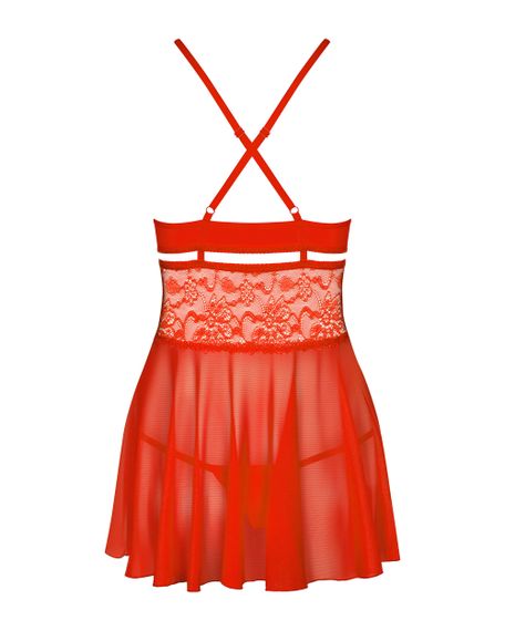 Пеньюар Obsessive 838-BAB-3 babydoll Красный S/M | Зображення 6