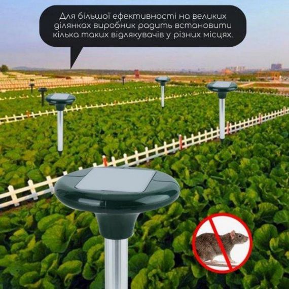 Ультразвуковий відлякувач гризунів кротів мишей для саду городу на сонячній батареї Park (REP-2S) (80) | Зображення 2