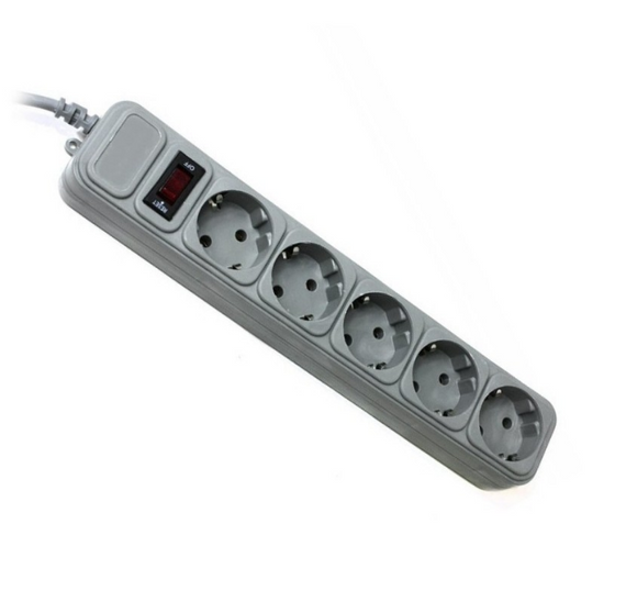 Фільтр мережевий 5 розеток 4,5 м з вимикачем сірий SPG5-G-15G Gembird