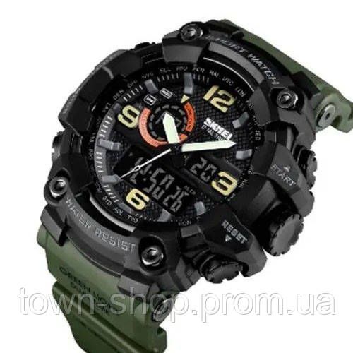 Часы наручные мужские SKMEI 1520AG ARMY GREEN, военные мужские наручные часы зеленые. Цвет: зеленый | Зображення 2