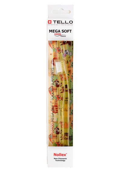 Дитяча зубна щітка Tello Kids 10400 Mega Soft White (від 0 до 5 років), жовта