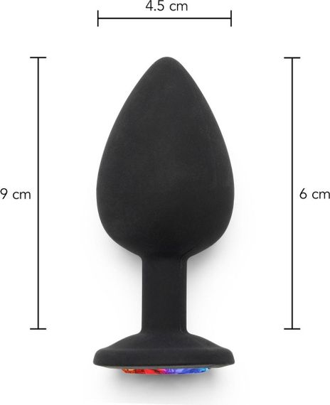 Анальна пробка Toy Joy Rainbow Booty Jewel з райдужним кристалом, чорний, Large Sex Aura | Зображення 2