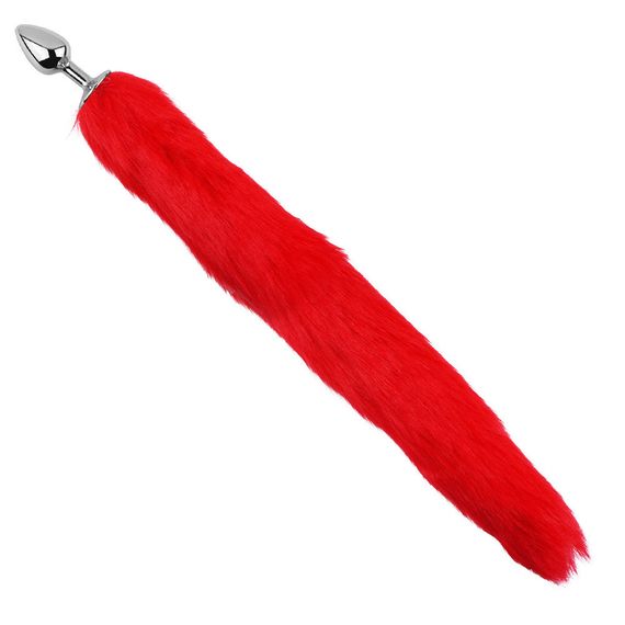 Анальна пробка з хвостом EGZO - Fox Tail Silver Plug Red, size S Sex Aura | Зображення 1
