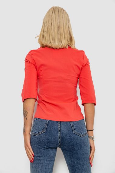 Рубашка женская однотонная, цвет коралловый, 230R068-5 | Зображення 3