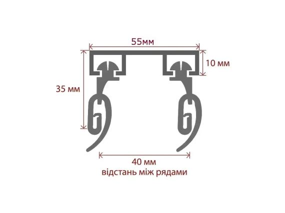 Карниз потолочный двухрядный алюминиевый усиленный  EURO Line-2 черный 100см | Зображення 4