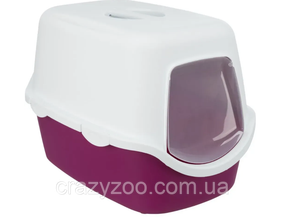 Закритий туалет для котів Trixie Vico Бордовий/Білий 40х40х56 см TX-40278