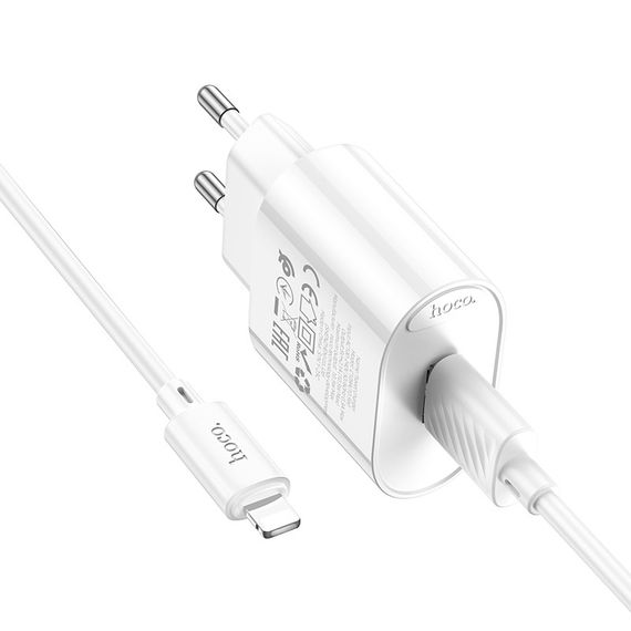 Набір СЗУ 110-240V HOCO C109A 1xUSB+кабель Lighting, 2.1A, кабель 1м | Зображення 3