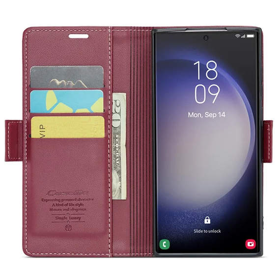 Кожаный чехол-книжка Retro Case для Samsung Galaxy S23 Ultra цвет Красный | Зображення 2