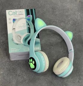 Беспроводные детские Bluetooth наушники Cat Ear VZV-23M с кошачьими ушками Зеленые
