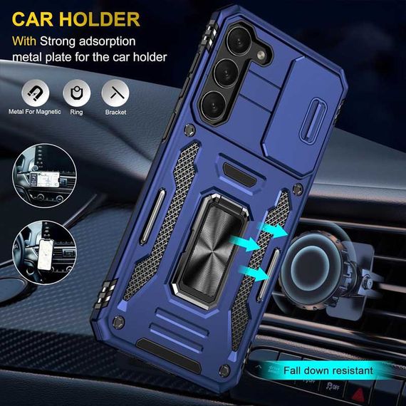 Ударопрочный чехол Camshield Army Ring для Samsung Galaxy S21 FE Синий / Navy | Зображення 3