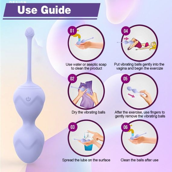 Набір вагінальних віброкульок Every Night Toys Lela, 3 шт, з дистанційним пультом, бузковий Sex Aura | Зображення 5