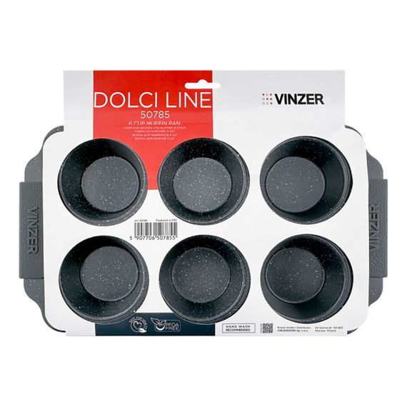 Форма для випікання маффінів прямокутна Vinzer Dolci Line 50784 3.5х17.8х30.5 см чорна | Зображення 5