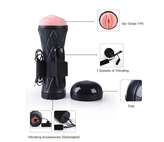 Вагина - мастурбатор с вибрацией Boss Series: Vibrating Vagina cyber skin - Latarka, BS6000025 sexstyle | Зображення 5