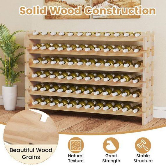 Стелаж винний Costway Modular Wine дерев'яний на 72 пляшки | Зображення 7