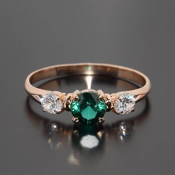 Кольцо из красного золота с фианитами 19 | Зображення 2