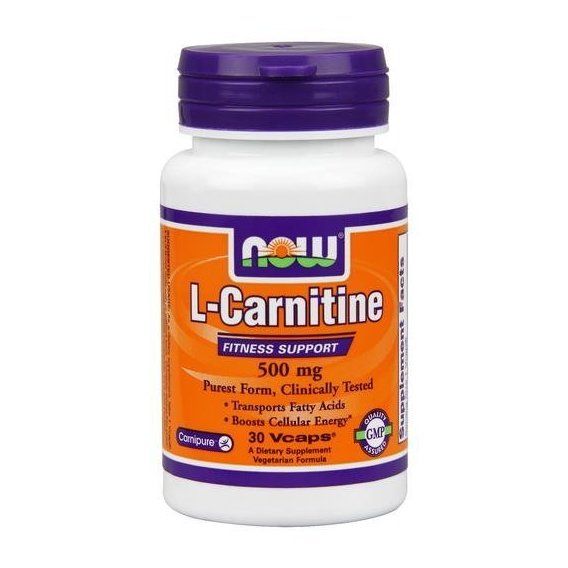 Карнітін NOW Foods L-Carnitine 500 mg 30 Veg Caps | Зображення 1
