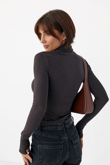 Однотонний гольф із високою горловиною - темно-коричневий цвет, M (є розміри) | Зображення 1