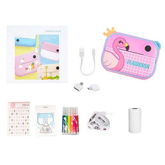 Дитячий фотоапарат миттєвого друку YT008 PINK FLAMINGO з FL-729 підтримкою microSD | Зображення 1