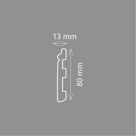 Плінтус для підлоги Sachex (Німеччина) CF-11, дюрополімер, 80x13x2000мм | Зображення 1