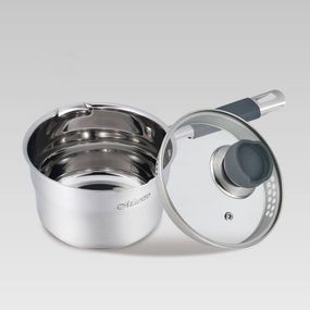 Кухонний ковш Maestro MR-3507-16S, 1.7 л, 16 см, з нержавіючої сталі з кришкою, для всіх типів плит