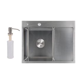 Мойка для кухни интегрированная Lidz Handmade H6350R крыло справа (LDH6350BRUR45587) Brushed Steel 3,0/1,0 мм