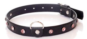 Нашийник зі штучної шкіри з кристалами Fetish Boss Series - Collar Pink Crystal, BS3300120 Sex Aura