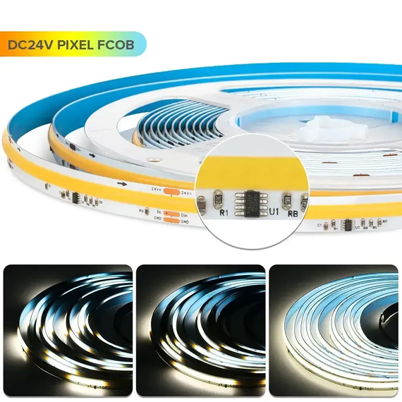 Світлодіодна LED стрічка Бегуча хвиля COB 24v 360led/m ip20 Білий | Зображення 1