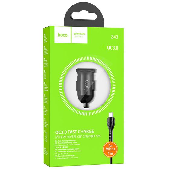 АЗУ Hoco Z43 QC3.0 (1USB/18W) + MicroUSB | Зображення 5