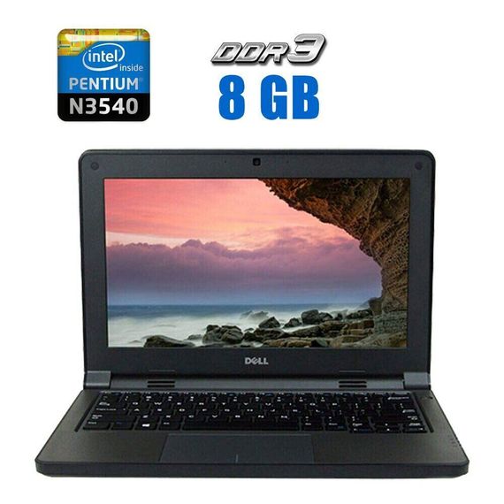 Нетбук Dell Latitude 3150 / 11.6" (1366x768) TN / Intel Pentium N3540 (4 ядра по 2.16 - 2.66 GHz) / 8 GB DDR3 / 256 GB SSD / Intel HD Graphics / WebCam / Win 10 Pro б/в