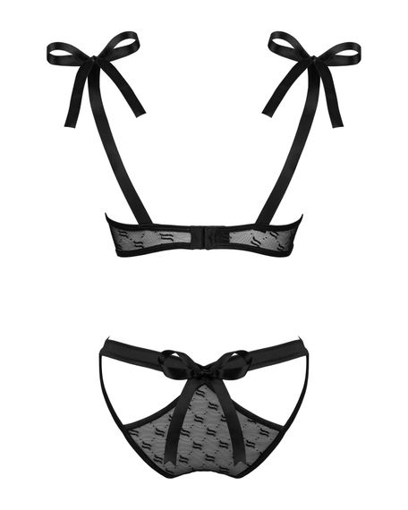 (SALE) Напівпрозорий еротичний комплект Obsessive Obsessivia 2-pcs set black S/M, бюстгальтер та трусики, а | Зображення 5