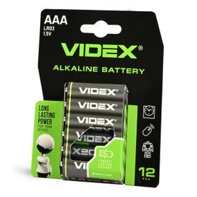 Щелочная батарейка VIDEX LR03/AAA, 12 шт., в блистере