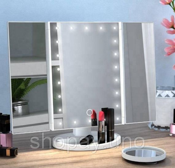 Зеркало с led подсветкой на подставке, Зеркало с подвеской для макияжа 5 кратное увеличение NH-39 | Зображення 4