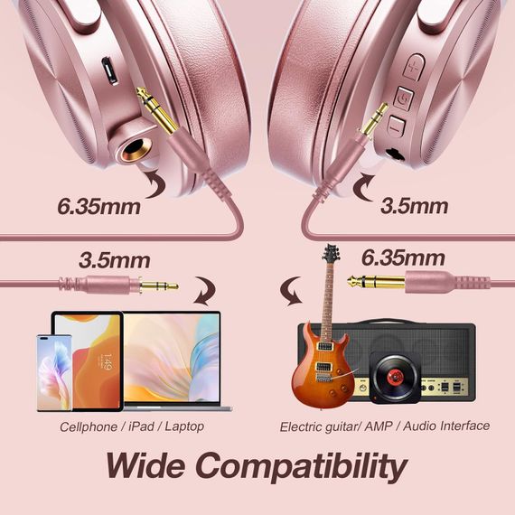 Гарнітура OneOdio Fusion A70, Bluetooth+3,5мм/6,35мм, Rose Gold | Зображення 6