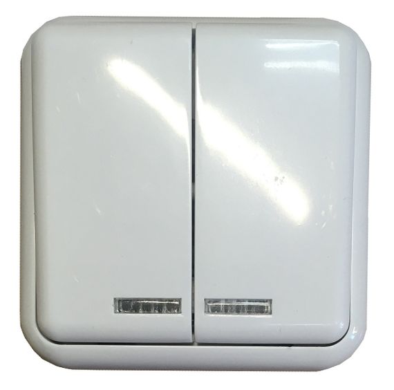 Вимикач зовнішньої установки 2-кл. з підсвіткою білий IP20 Lemur Ny95000980 | Зображення 2