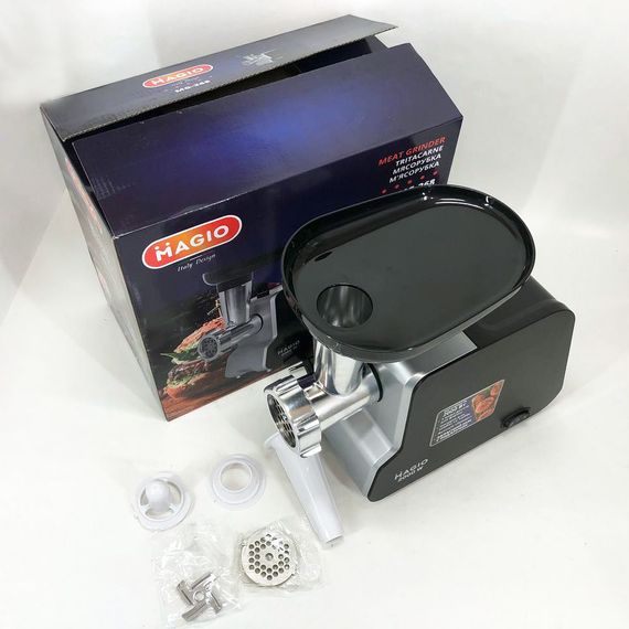 Мясорубка овощерезка соковыжималка, Мясорубка из нержавеющей стали с насадками компактная MP-77 | Зображення 5