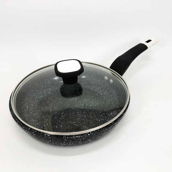 Сковорода UNIQUE UN-5114 22 см із кришкою граніт світлий багатошарове покриття