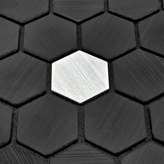 Самоклеюча алюмінієва плитка чорна мозаїка 300х300х3мм SW-00001929 | Зображення 4