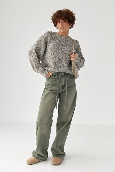 В'язана вільна кофта меланж - кавовий цвет, ONE SIZE (є розміри) | Зображення 2