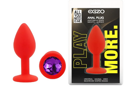 Силиконовая анальная пробка EGZO - Silicone Red Round Plug Purple, size S Sex Aura
