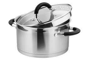 Каструля Vinzer Progresso 50054, 3.4 л, 20 см, з нержавіючої сталі з кришкою, для всіх типів плит