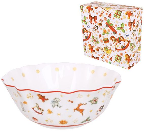 Піала порцелянова "Святковий Флер" 500мл, біла кольорова | Зображення 1