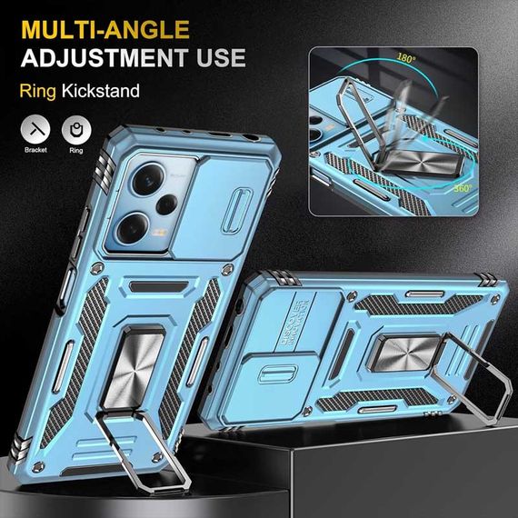 Ударопрочный чехол Camshield Army Ring для Xiaomi Redmi 12 / Poco M6 Pro 5G Голубой / Light Blue | Зображення 2