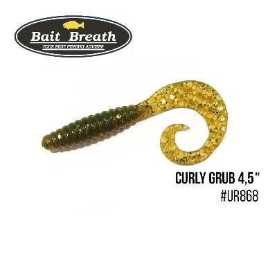 Силіконова приманка, Їстівний силікон Bait Breath Curly Grub 4,5" (8шт) (Ur868 Motoroil-EX)