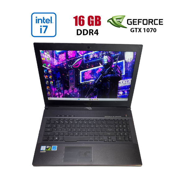 Ігровий ноутбук ASUS ROG Zephyrus GM501GS / 15.6" (1920x1080) IPS / Intel Core i7-8750H (6 (12) ядер по 2.2 - 4.1 GHz) / 16 GB DDR4 / 500 GB SSD / nVidia GeForce GTX 1070, 8 GB GDDR5, 256-bit / WebCam б/в