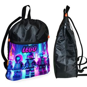 Рюкзак-мешок для обуви,спортивной формы Лего "LEGO" детская сумка для сменки с расширителем (01302)