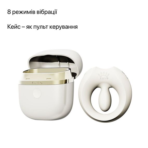 Ерекційне смарт-віброкільце Zalo Apis Ivory White, до 4 годин роботи, зарядний кейс | Зображення 4